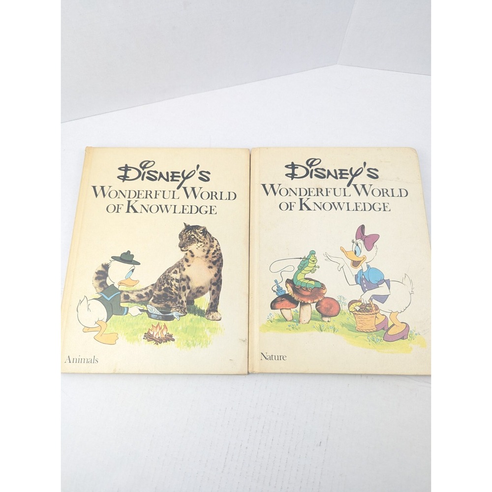Vintage 1973 Disney Wonderful World of Knowledge Books Vol. 1 & 2 – Hardcover